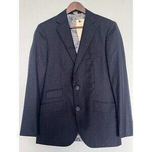 J. Hilburn Vitale Barberis Canonico Wool Mens Blazer Navy Stripe 38R